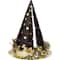 JAM Paper 3" Black with Gold Dots Party Hats, 6ct.